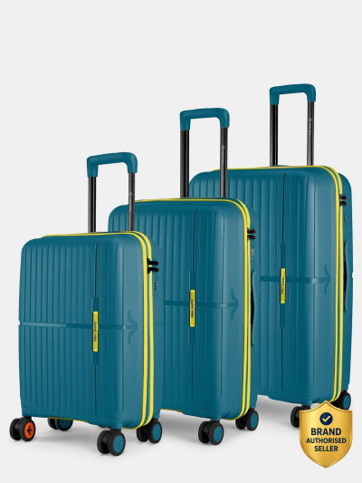 NASHER MILES Hard Body Set of 3 Luggage 8 Wheels - Springfield HardSide Polypropylene 3 Navy Blue TrolleyBag(55, 65 & 75 cm) - Teal