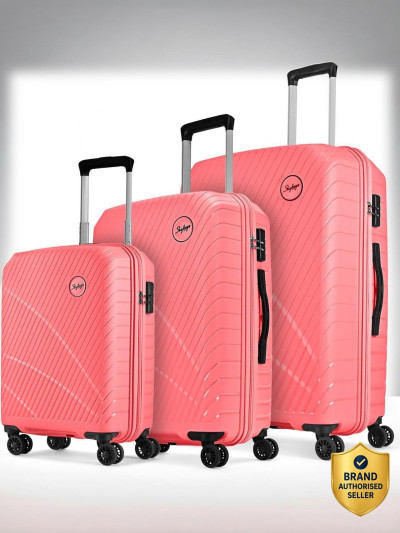 SKYBAGS Hard Body Set of 3 Luggage 8 Wheels - Streax Set of 3 Trolley Bag 55, 66 & 76cm | Hard Luggage | Combination Lock - Pink