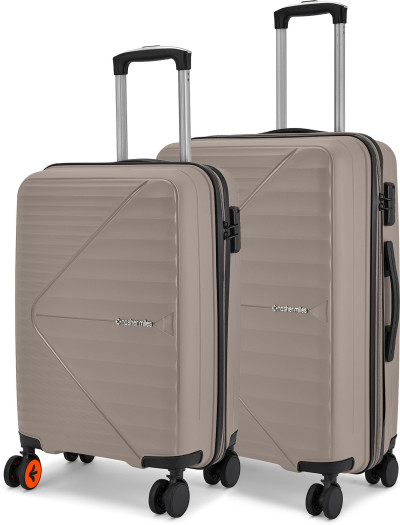 NASHER MILES Hard Body Set of 2 Luggage 8 Wheels - Stockholm Polypropylene 55cm 65cm Luggage Set of 2 Travel Trolley Bags - Beige
