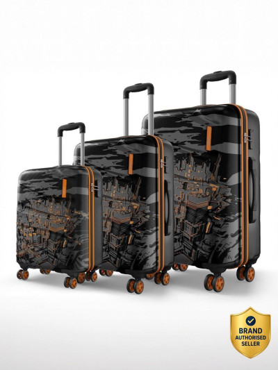 SAFARI Hard Body Set of 3 Luggage 8 Wheels - ARKHAM - Black