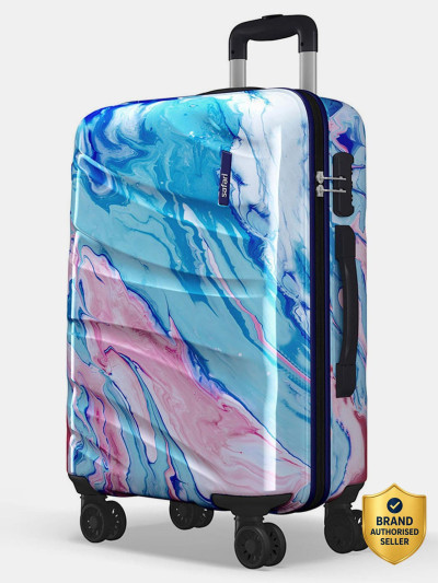 SAFARI Large Check-in Suitcase (77 cm) 8 Wheels - Hue Printed Trolley Bag - Blue